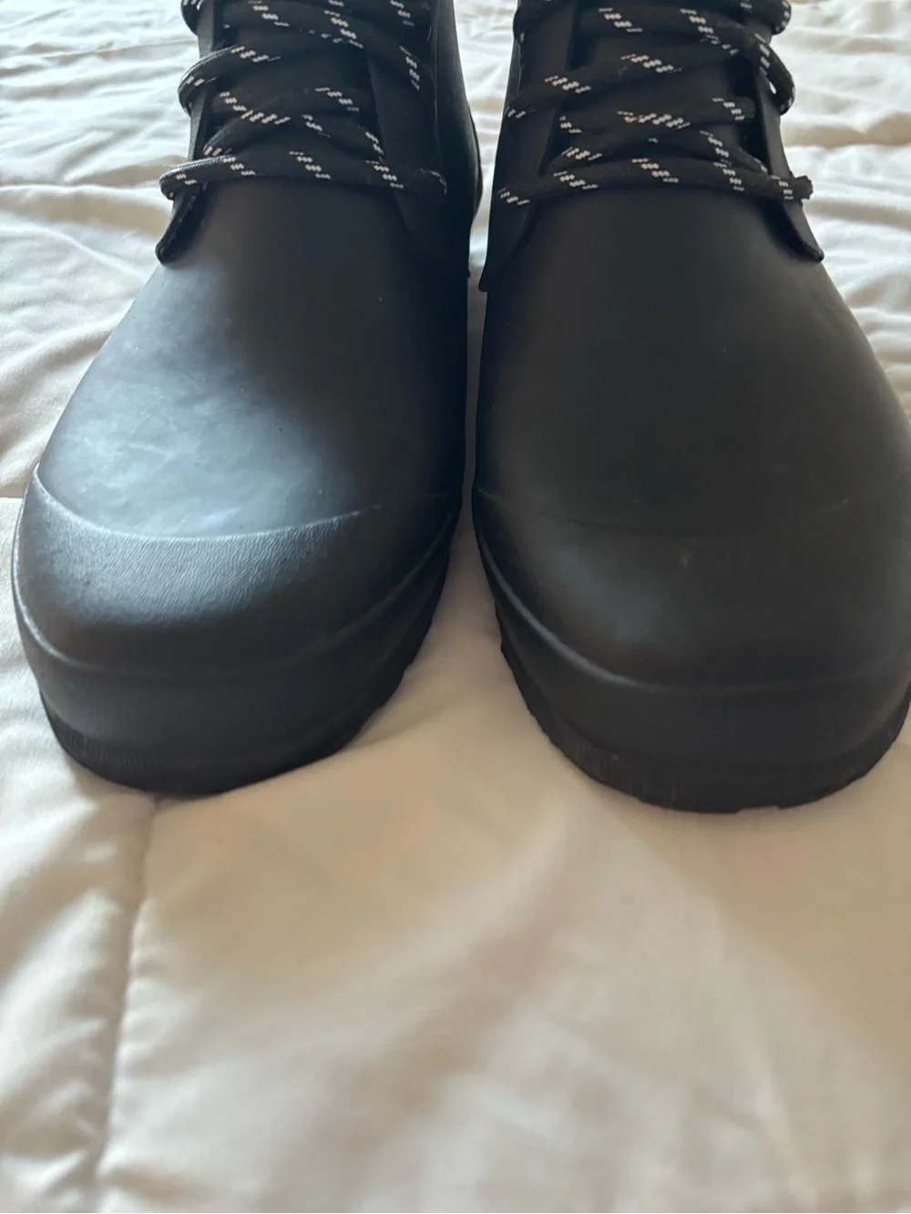 Madewell Black Lace-Up Ankle Rain Boots